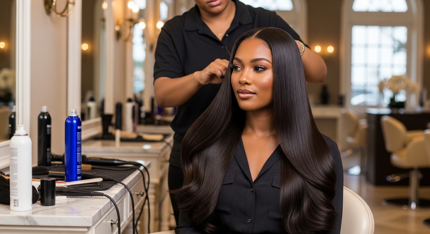 Silk press service at luxury salon in Bermuda