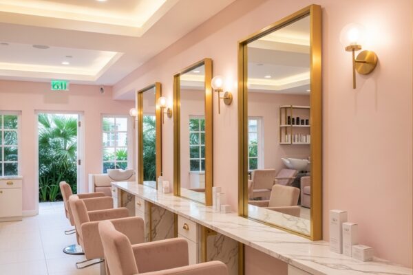 Luxury salon in Bermuda interior at Omega Dolls Salon