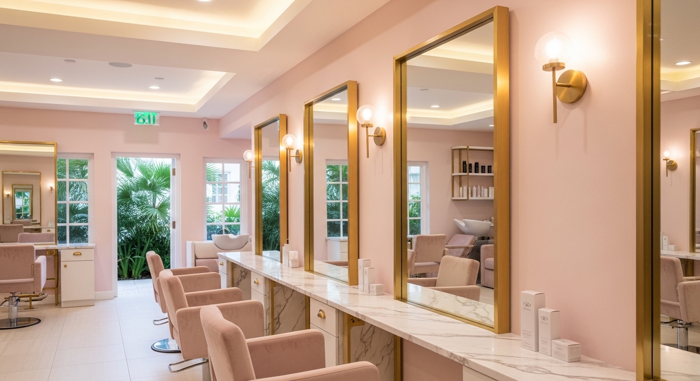 Luxury salon in Bermuda interior at Omega Dolls Salon